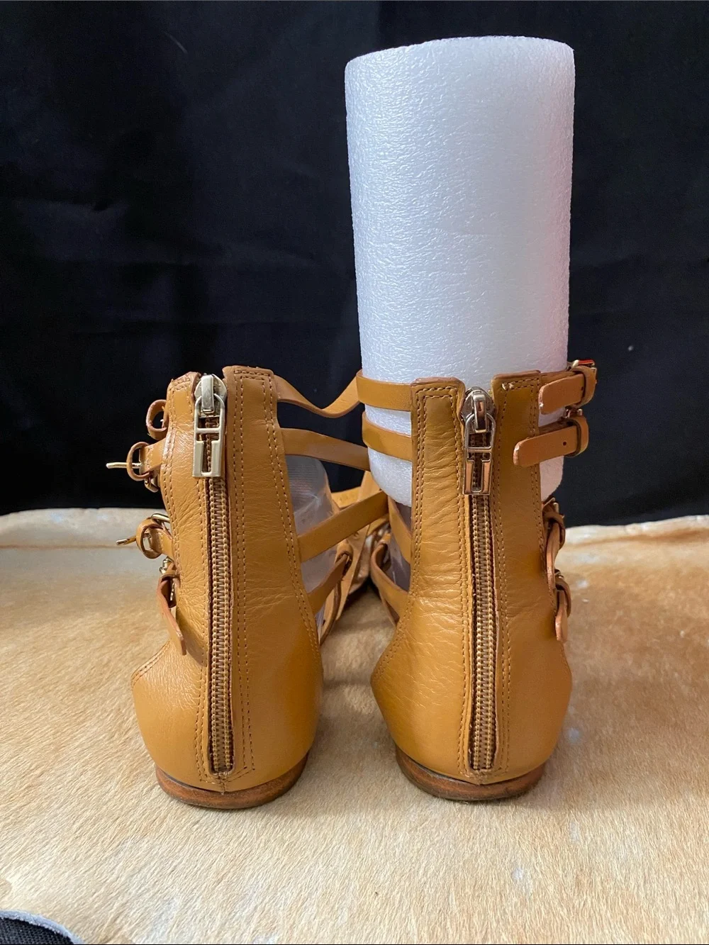 Tory Burch Tan Strappy Leather Gladiator Sandals